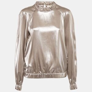Sara Battaglia Metallic Lam&eacute; Full Sleeve Top M